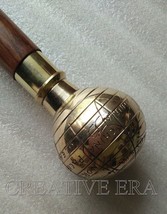Antique Brass Designer Handle Victorian Black Wooden Walking Cane Stick Vintage - £29.47 GBP