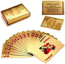 Gold Plated Poker Playing Cards, Classic Pvc Poker Table Cards for adults 2 Pack - £27.08 GBP