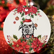 Merry Xmas Irish Wolfhound Dog Ornament Flower Wreath Christmas Gift Tree Decor - £12.50 GBP