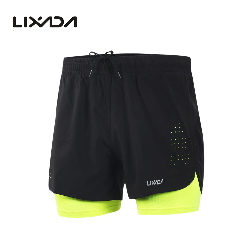 House Home Lixada Men&#39;s 2-in-1 Running Shorts Quick Drying Breathable Active Tra - £34.26 GBP