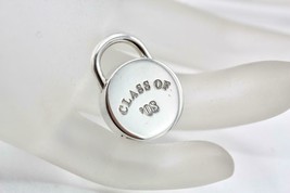 Tiffany &amp; Co Silver Class of 2008 08&#39; Round Circle Padlock Pendant Charm Gift - £197.60 GBP