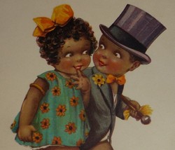 U/S A. Richardson Little Black Children - You Can Try! Vintage  Comic Postcard - £15.05 GBP