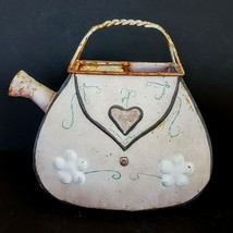 Distressed Watering Can Metal FADED RUSTY Pink Painted Farmhouse Primitive Look - £18.98 GBP