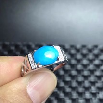 Natural blue turquoise ring, 925 silver, from nature&#39;s products, beautiful style - £57.16 GBP