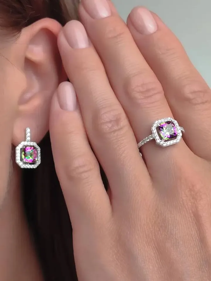 Ring, silver 925, quartz, mystic and cubic zirconia Item image 3