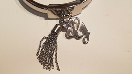 Guess Silver-tone Metal &amp; Rhinestones Hinged Charm Bangle Bracelet (NEW) - £15.82 GBP