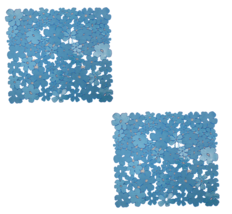 2 Pack Floral PVC Sink Mat Protector Blue Size 11.5&quot; x 10.5&quot; Small To Medium - £10.11 GBP