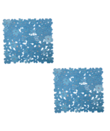 2 Pack Floral PVC Sink Mat Protector Blue Size 11.5&quot; x 10.5&quot; Small To Me... - £10.10 GBP