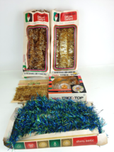 NOS Vintage Shiny Brite/Doubl Glo Tinsel Garland Gold/Multi Colored &amp;Tree Topper - £50.76 GBP