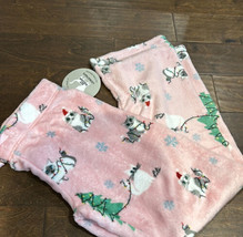 Berkshire Womens Cat Print Plush Pajama Pants New Christmas Trees Sz M - £18.37 GBP