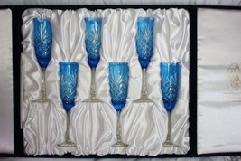 Fabergé Odessa Sky Blue Crystal Flutes | Set Of 6 - £1,159.06 GBP