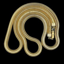 Gold-Tone Franco Link 36 Inch Chain Necklace Detailed &amp; Flexible Design - $29.69