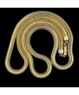 Gold-Tone Franco Link 36 Inch Chain Necklace Detailed &amp; Flexible Design - £23.25 GBP
