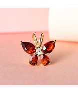 14K Gold Plated Red Garnet Butterfly Pendant, Charm Pendant For Annivers... - £59.25 GBP