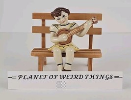 Vintage Porcelain Girl Figurine Playing The Banjo, Bench Not Included - £17.82 GBP