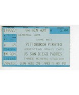 VINTAGE Aug 29 1993 San Diego @ Pittsburgh Pirates Ticket Doubleheader G... - £7.88 GBP