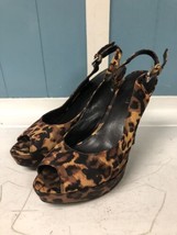 Nine West Iwanto Cheetah Animal Print Peep Toe Platform Heels Women’s Size 6 - £15.65 GBP