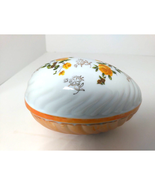 Norleans Japan Egg Shaped Trinket Box Dish /Porcelain Yellow Flower Vint... - €6,75 EUR