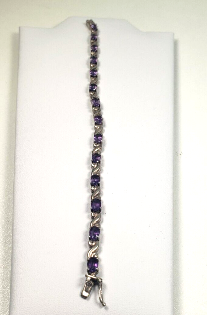 Primary image for VINTAGE AMETHYST STERLING SILVER 925 TENNIS BRACELET 7.25" GEMSTONE