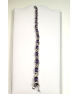 VINTAGE AMETHYST STERLING SILVER 925 TENNIS BRACELET 7.25&quot; GEMSTONE - $202.49 CAD