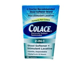 Colace 2-in-1 Stool Softener Stimulant Laxative Tablet  30 Tablets Exp. ... - £8.45 GBP