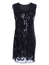 Anna-Kaci Women&#39;s Intricate Swirl Sequin &amp; Ribbon Trim Dress Medium Size - $27.65