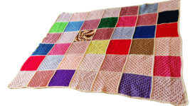 Vtg Handmade Multicolor Granny Square GrannyCore Afghan Blanket Throw 56”x 67” - £19.64 GBP