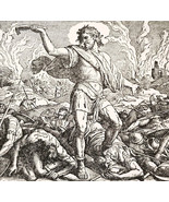 1922 Samson Killing Philistines With Bone Wood Engraving Bible Story Vtg... - $368.14 MXN