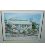 Carole Holding Signed Bermuda Cottage Watercolor Limited Framed Glass 18... - £70.75 GBP