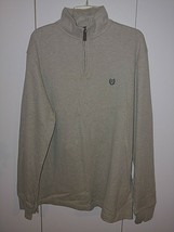 Chaps Men&#39;s Ls Tan 1/2 Zip Knit Shirt W/STAND-UP COLLAR-L-100% COTTON-NWOT-SOFT - £13.41 GBP