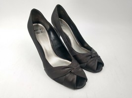 Mootsies Tootsies Black Leather Sole Satin Bow Upper Peeptoe High Heels US 9.5 M - £17.97 GBP
