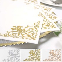 60 Pcs Paper Cocktail Napkins Metallic Fleur Design Party Events Home Supplies G - $30.44