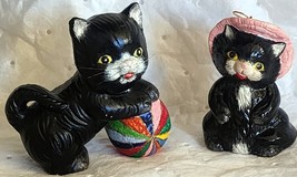 Vintage Giftco Taiwan Bell Kitty Cat Ceramic &amp; Kitten W/ Colorful Ball So Sweet - £13.77 GBP