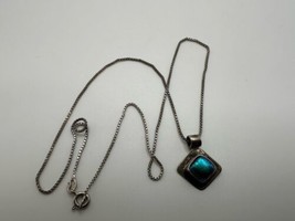 Vintage Foil Glass Pendant Necklace 18” - £39.56 GBP