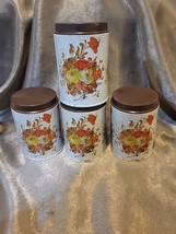 1970&#39;s 4 Pc Tea Tins Or Small Canister Set Retro Kitchen Storage 4.5&quot; Kitschy - £9.11 GBP