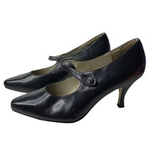 Candid Statements Mary Jane Pumps 9.5m Black Almond Toe Button Strap High Heels - £14.83 GBP