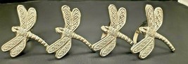 Dragon Fly Napkin Rings Set of 4 Excellent Condition Silver Tone - £11.04 GBP