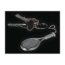 Pewter Tennis Racquet Keychain Keyring - 2pc/pack - £10.14 GBP