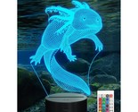 Axolotl Night Light, Mexican Salamander Fish 3D Illusion Lamp For Kids, ... - $31.99
