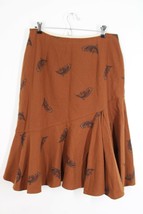 Vtg Patricia Dell&#39;Acqua AURA 14 Brown Paisley Wool Kick Pleat Flare Midi... - £19.51 GBP