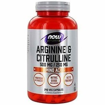 NOW Foods - Arginine 500mg &amp; Citrulline 250mg Amino Acids - 240 Vegetable Cap... - £30.84 GBP