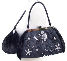 Cache Fur Stones Beads Purse Event Elaborate Embellished Handbag New $16... - $75.60