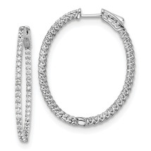 Sterling Shimmer Silver  88 Stone 1.7mm CZ In and Out Oval Hinged Hoop Earrings - $125.32