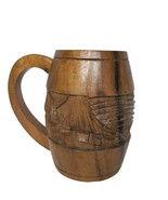 Vintage Hand Carved Wooden Hawaiian Tropical Tiki Mug Cup Palms 5.25&quot; - £21.41 GBP