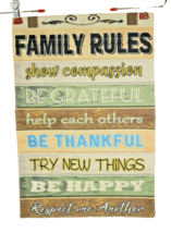 Family Rules... Garden Flag Double Sided Burlap 12 x 18 inches - £7.35 GBP