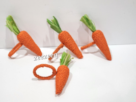 4pc Easter Orange Carrot Napkin Rings Carrots Tabletop Kitchen Home Decor - £19.70 GBP