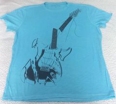 John Varvatos Star USA Men&#39;s Stone Wash Light Blue Broken Guitar T-Shirt XL - $37.98
