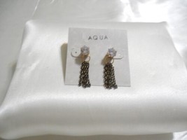 Aqua Gold 1-1/4" Simulated Diamond Tassel Drop Earrings R750 - $10.55