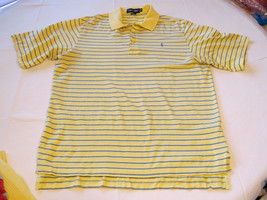 Polo Golf Ralph Lauren Mens short sleeve polo shirt M yellow cotton striped GUC@ - £18.50 GBP