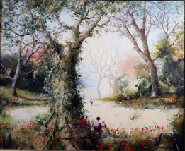 Jorge Aguilar-Agon – European Landscape – Original Gouache Painting (c.1... - $330.00